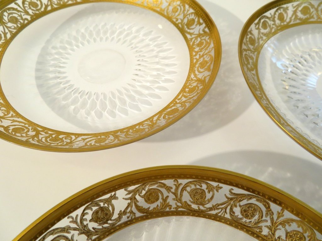 Petite Assiette Saint Louis Modéle  Thistle Or Cristal Signée -photo-3