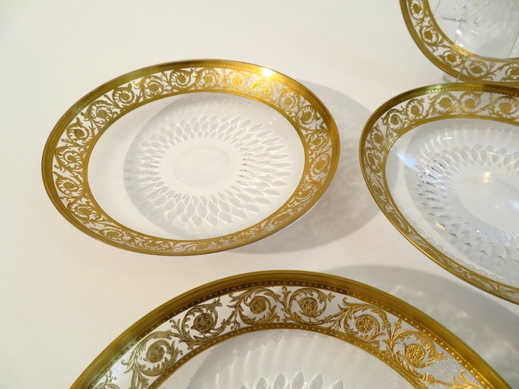 Petite Assiette Saint Louis Modéle  Thistle Or Cristal Signée -photo-4