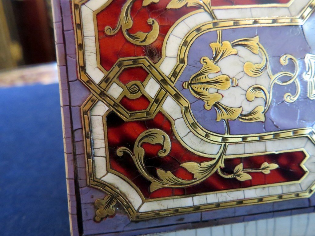 Boite à Timbre En Marqueterie Boulle époque Napoléon III-photo-3