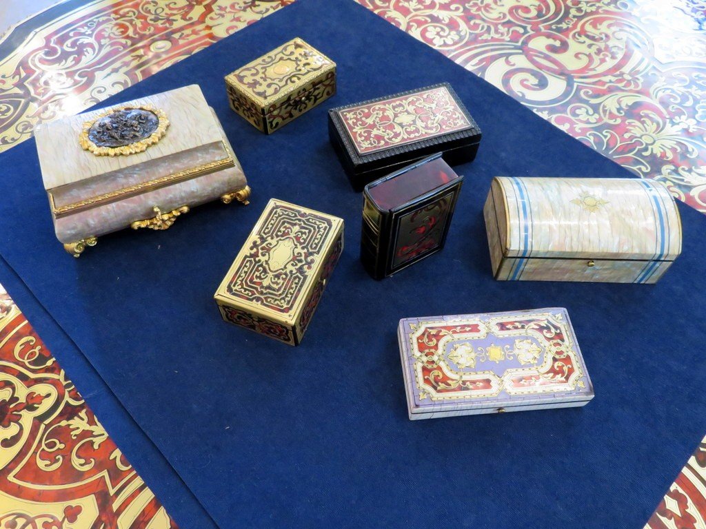 Boite à Timbre En Marqueterie Boulle époque Napoléon III-photo-2