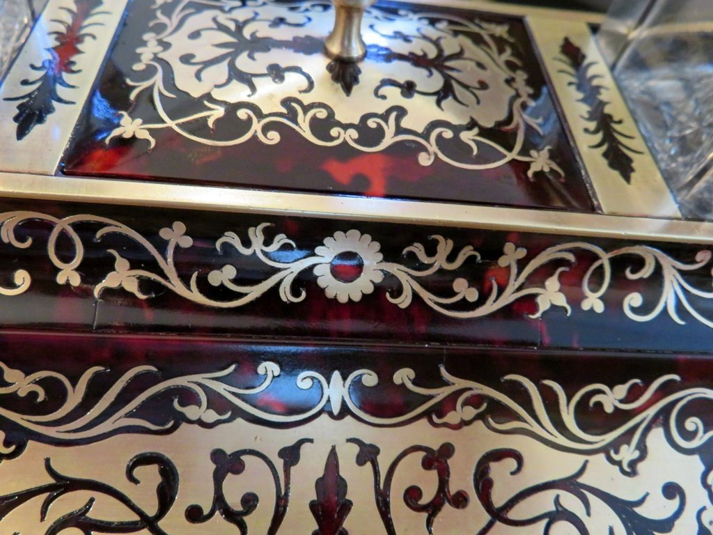 Signé Vickery Ensemble De Bureau En Marqueterie Boulle époque Napoléon III-photo-4