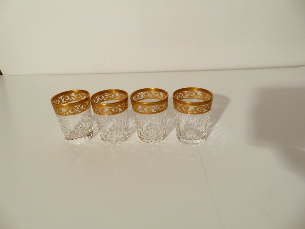 Digestive Glass 6cm Saint Louis Thistle Gold Crystal Signed-photo-1