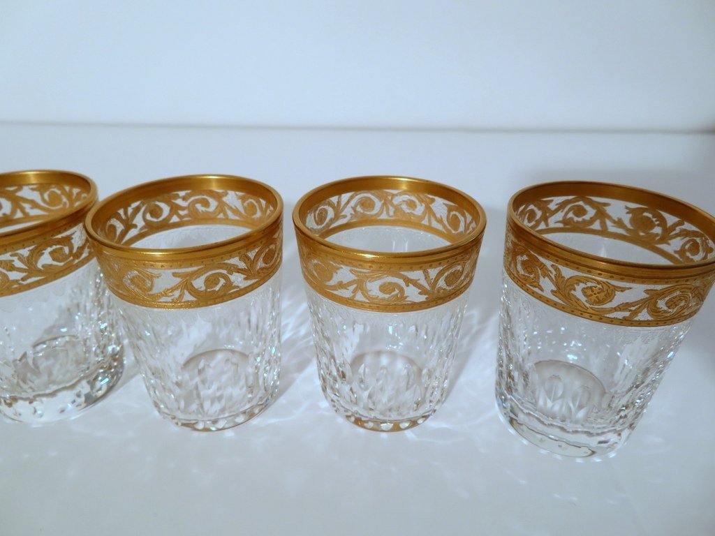 Digestive Glass 6cm Saint Louis Thistle Gold Crystal Signed-photo-2