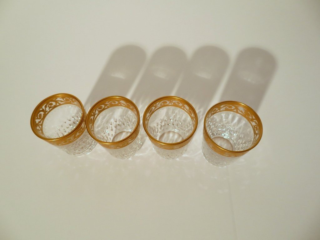 Digestive Glass 6cm Saint Louis Thistle Gold Crystal Signed-photo-3
