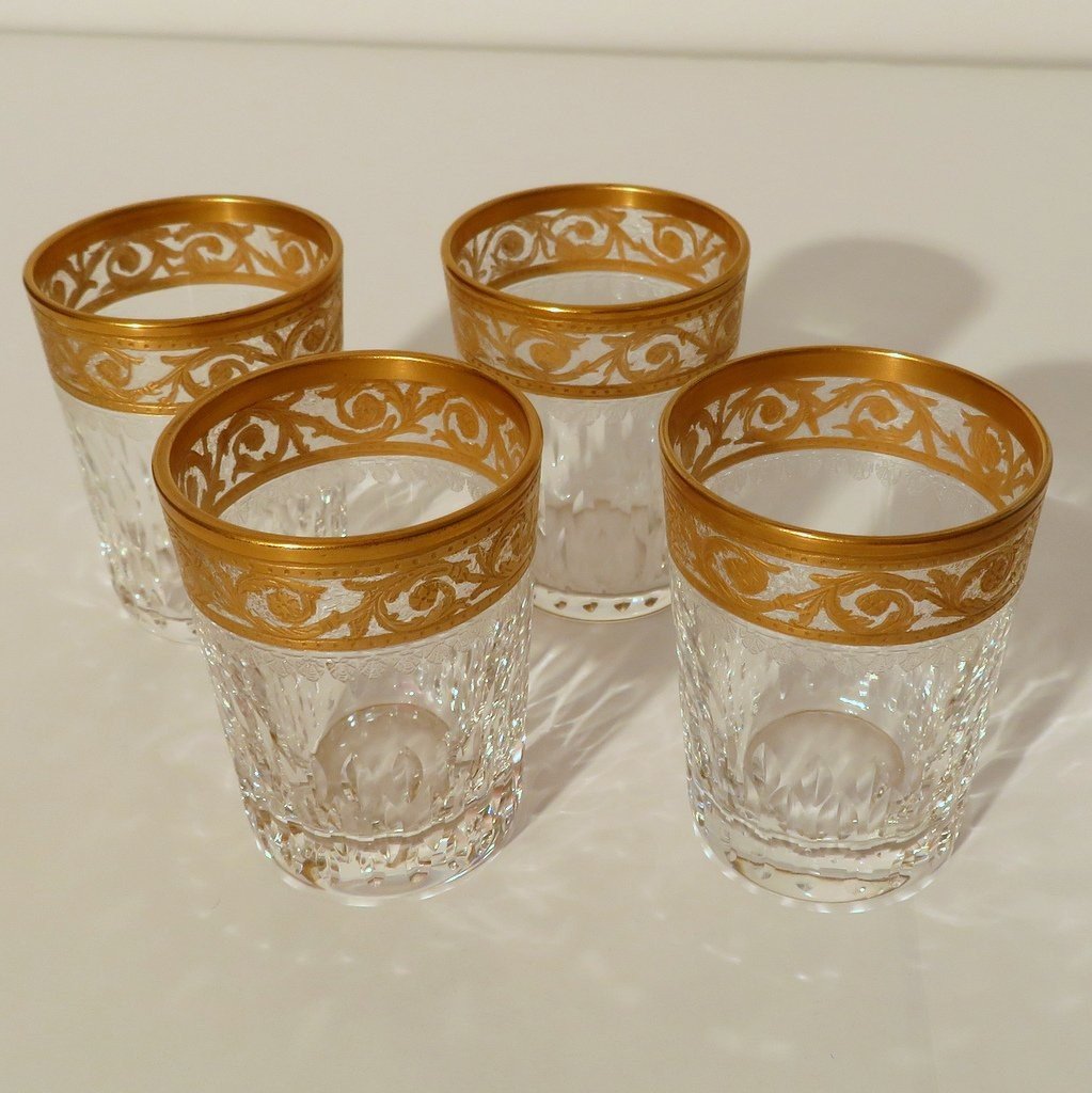 Digestive Glass 6cm Saint Louis Thistle Gold Crystal Signed-photo-4