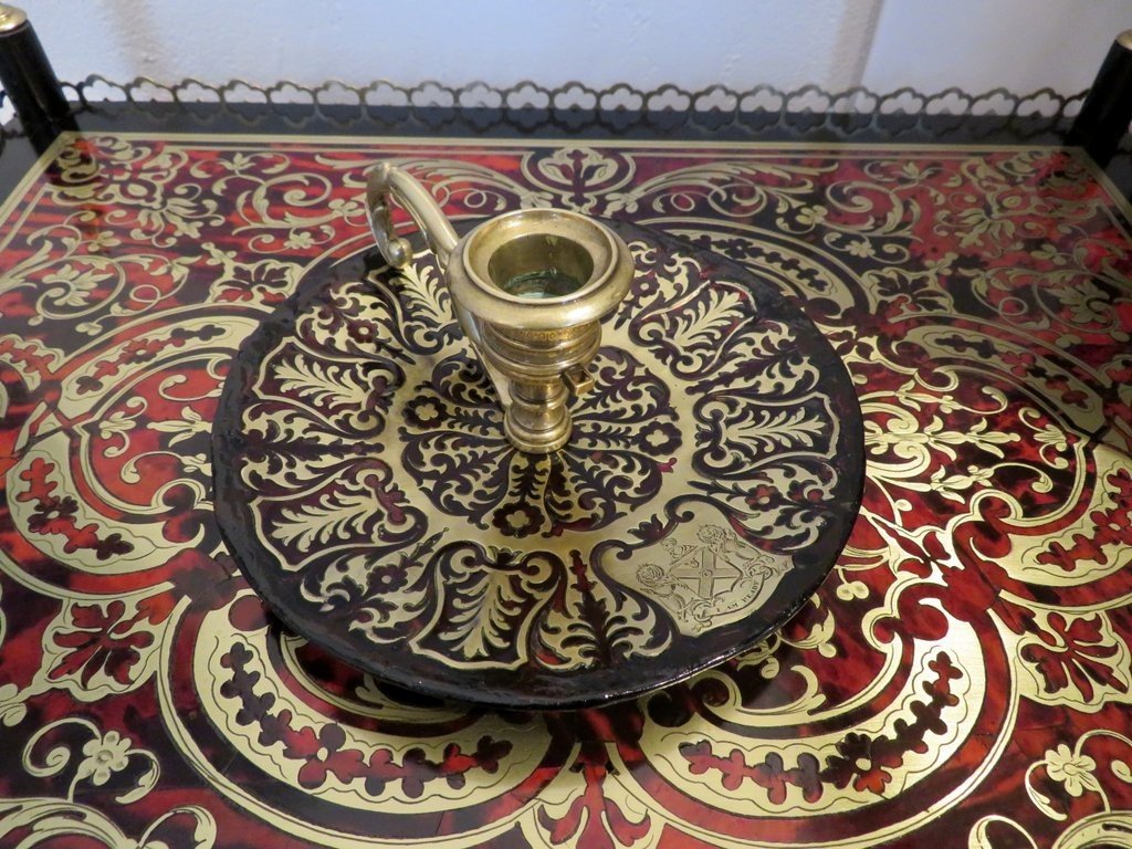 Bougeoir  Ras De Cave En Marqueterie Boulle époque Napoléon III-photo-2