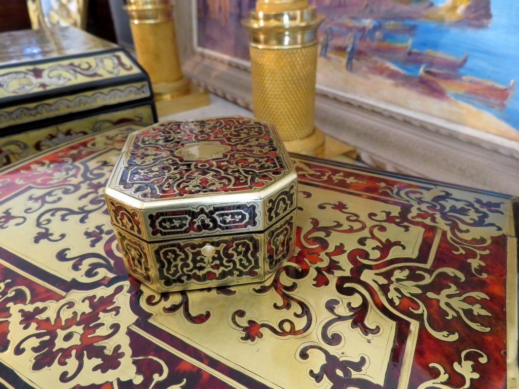 Porte Montre En Marqueterie Boulle époque Napoléon III-photo-3