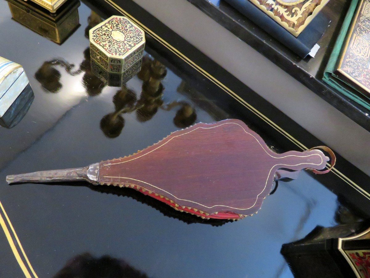 Soufflet De Cheminée En Marqueterie Boulle époque Napoléon III-photo-2