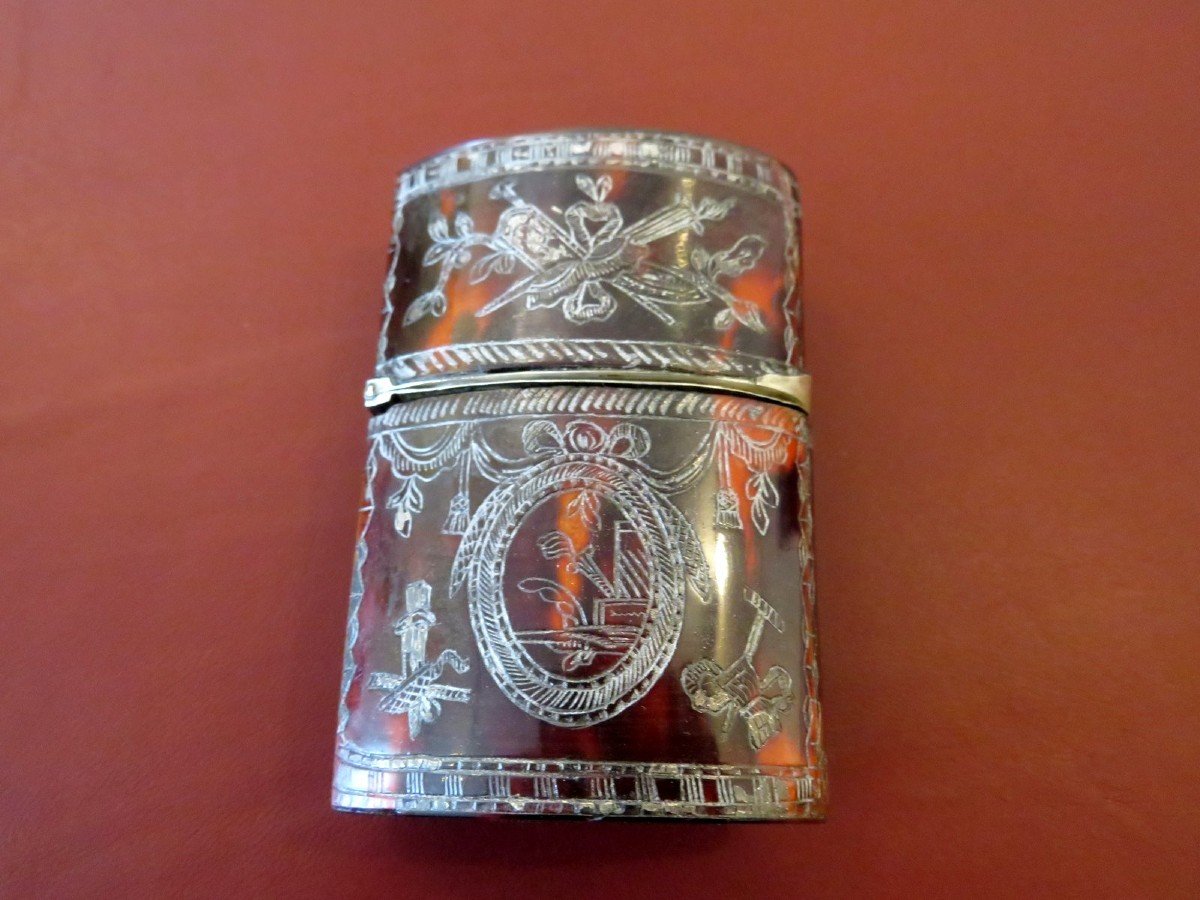 Trousseau à Ongle En Marqueterie Boulle écaille Et Argenture époque Napoléon III-photo-2