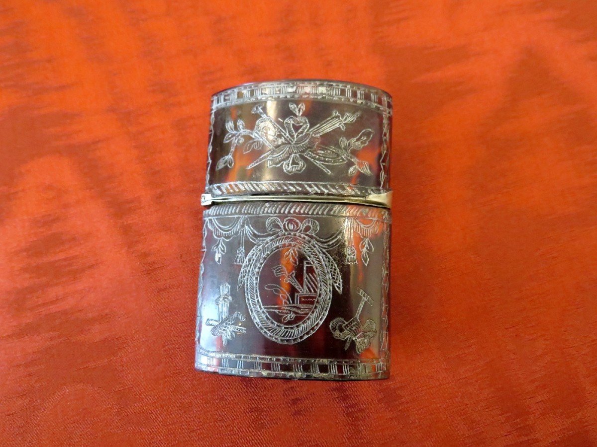 Trousseau à Ongle En Marqueterie Boulle écaille Et Argenture époque Napoléon III-photo-2