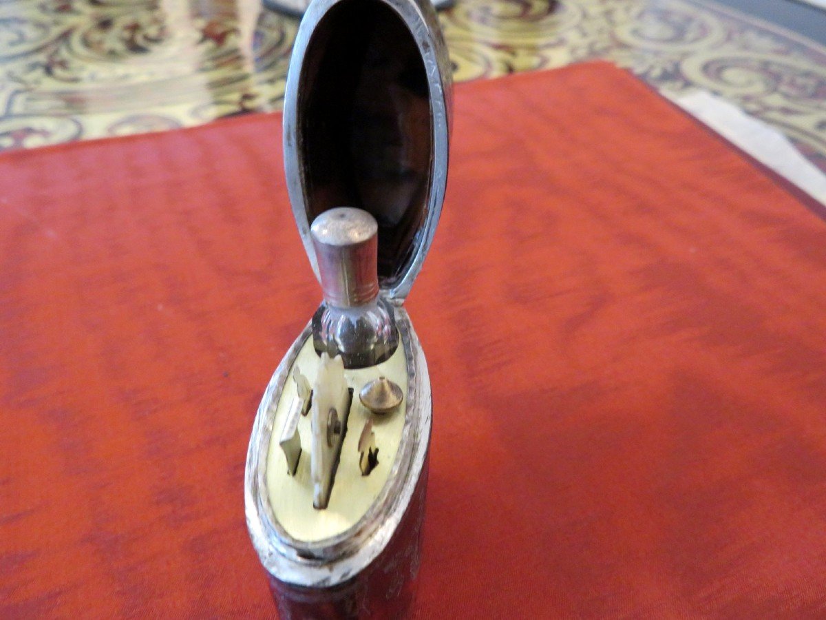 Trousseau à Ongle En Marqueterie Boulle écaille Et Argenture époque Napoléon III-photo-5