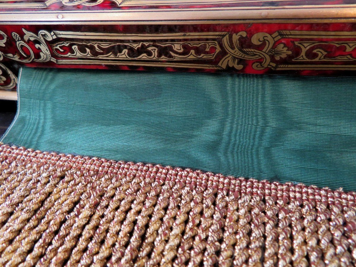 Boulle Marquetry Smoke Screen  Barrier On All Sides Napoleon III Period With Original Curtain-photo-8