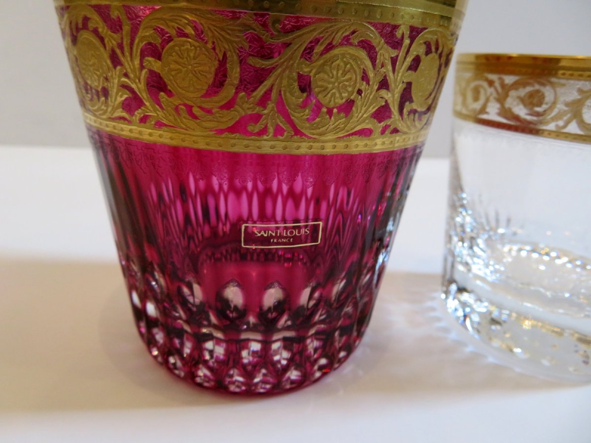 Amethyst Whiskey Glass Large No. 1 Saint St Louis Thistle Gold Crystal Signed-photo-3