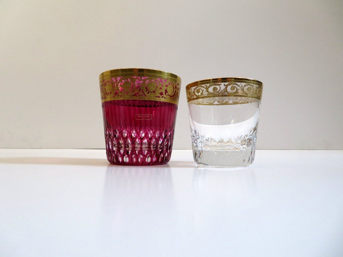 Amethyst Whiskey Glass Large No. 1 Saint St Louis Thistle Gold Crystal Signed-photo-8