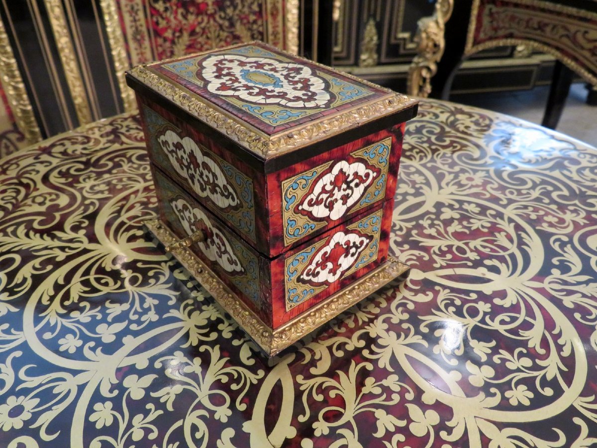 Fragancy Box In Boulle Marquetry On All Sides From The Napoleon III Period-photo-4