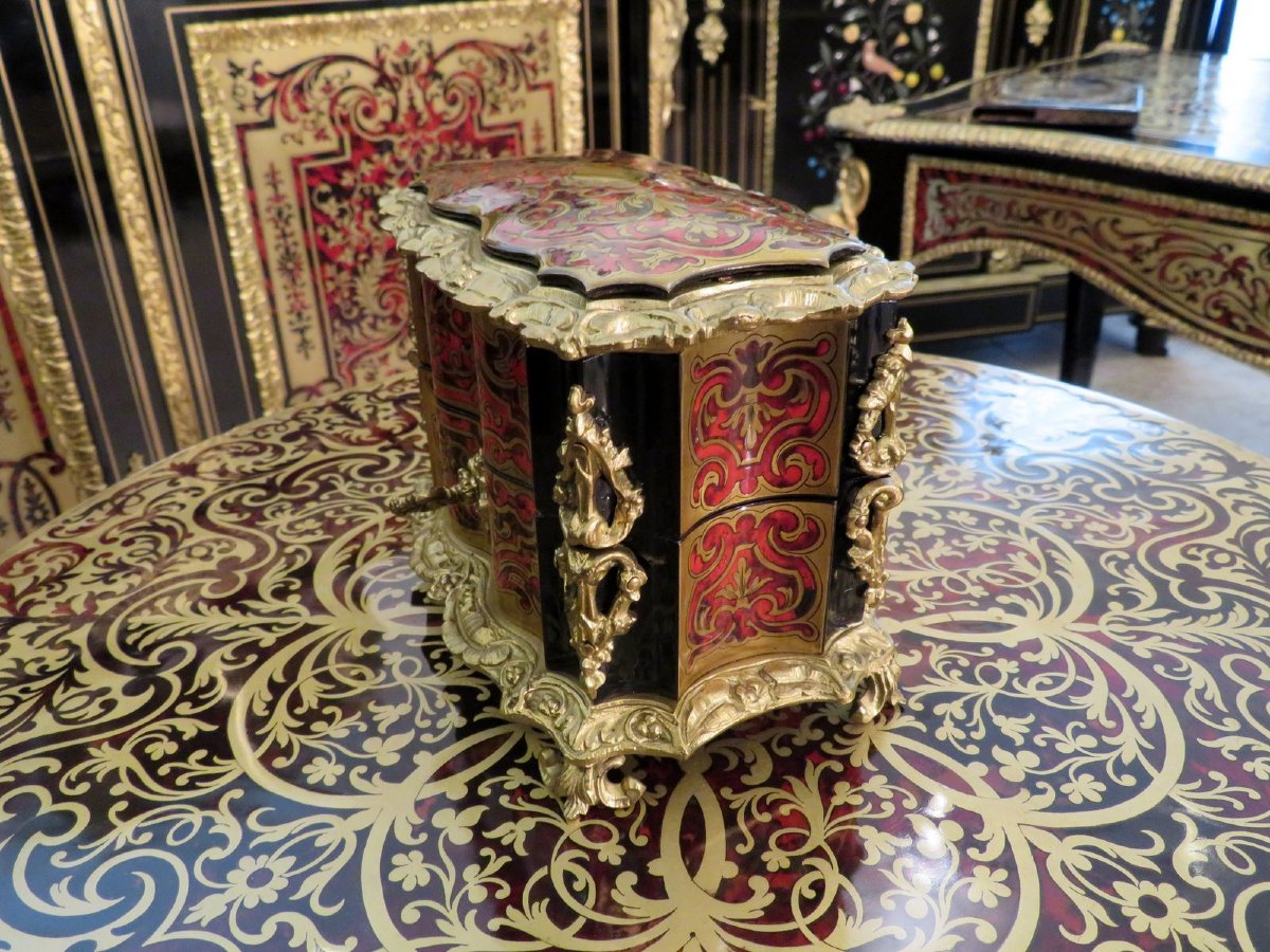 Fragancy  Box In Boulle Marquetry, All Sides, Napoleon III Period-photo-4