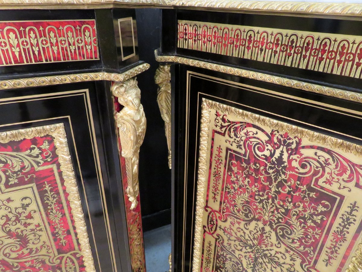 Pair Of Boulle Marquetry Cabinet   Napoleon III Period In Perfect Condition-photo-3