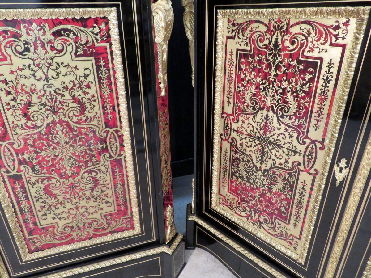 Pair Of Boulle Marquetry Cabinet   Napoleon III Period In Perfect Condition-photo-1