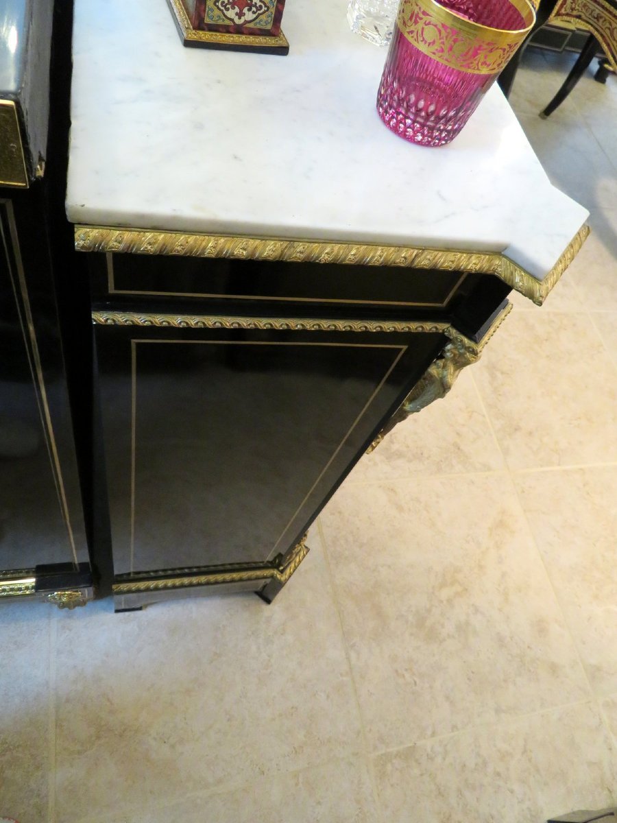 Pair Of Boulle Marquetry Cabinet   Napoleon III Period In Perfect Condition-photo-2