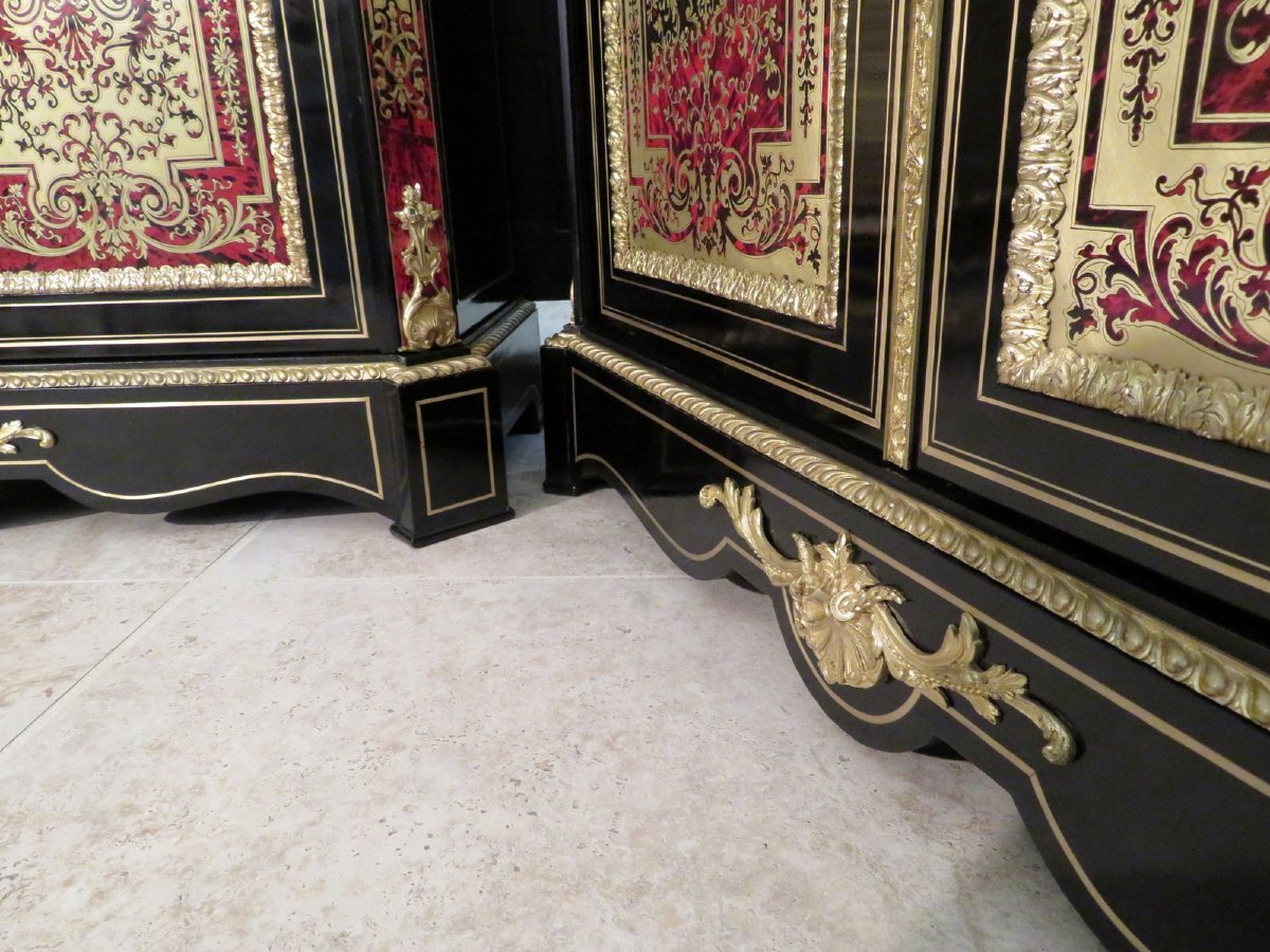 Pair Of Boulle Marquetry Cabinet   Napoleon III Period In Perfect Condition-photo-5