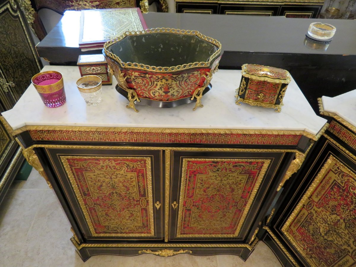 Pair Of Boulle Marquetry Cabinet   Napoleon III Period In Perfect Condition-photo-8