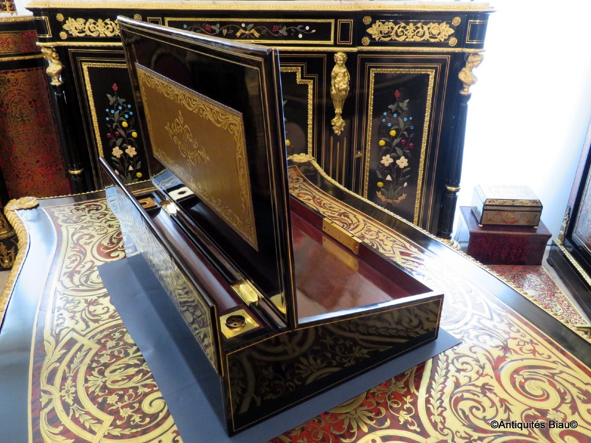 Important Pupitre En Marqueterie Boulle d'époque Napoléon III-photo-4