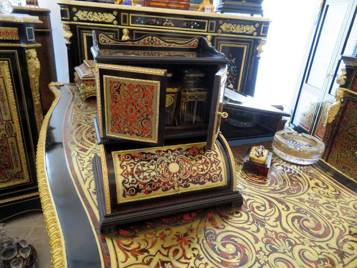Armoirette à Thé En Marqueterie Boulle époque Napoléon III-photo-4