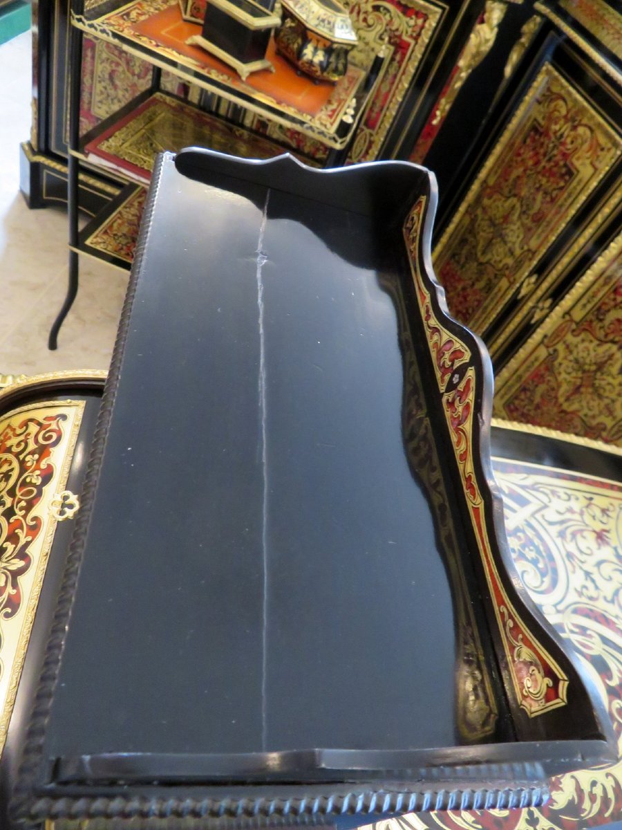 Armoirette à Thé En Marqueterie Boulle époque Napoléon III-photo-4