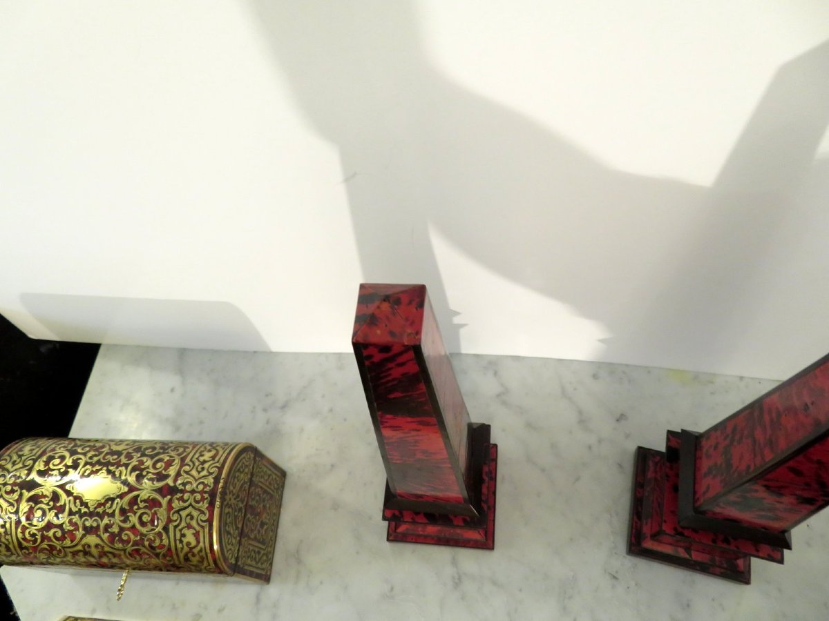  Pair Of Obelisks In Boulle Marquetry , Napoleon III Period-photo-3