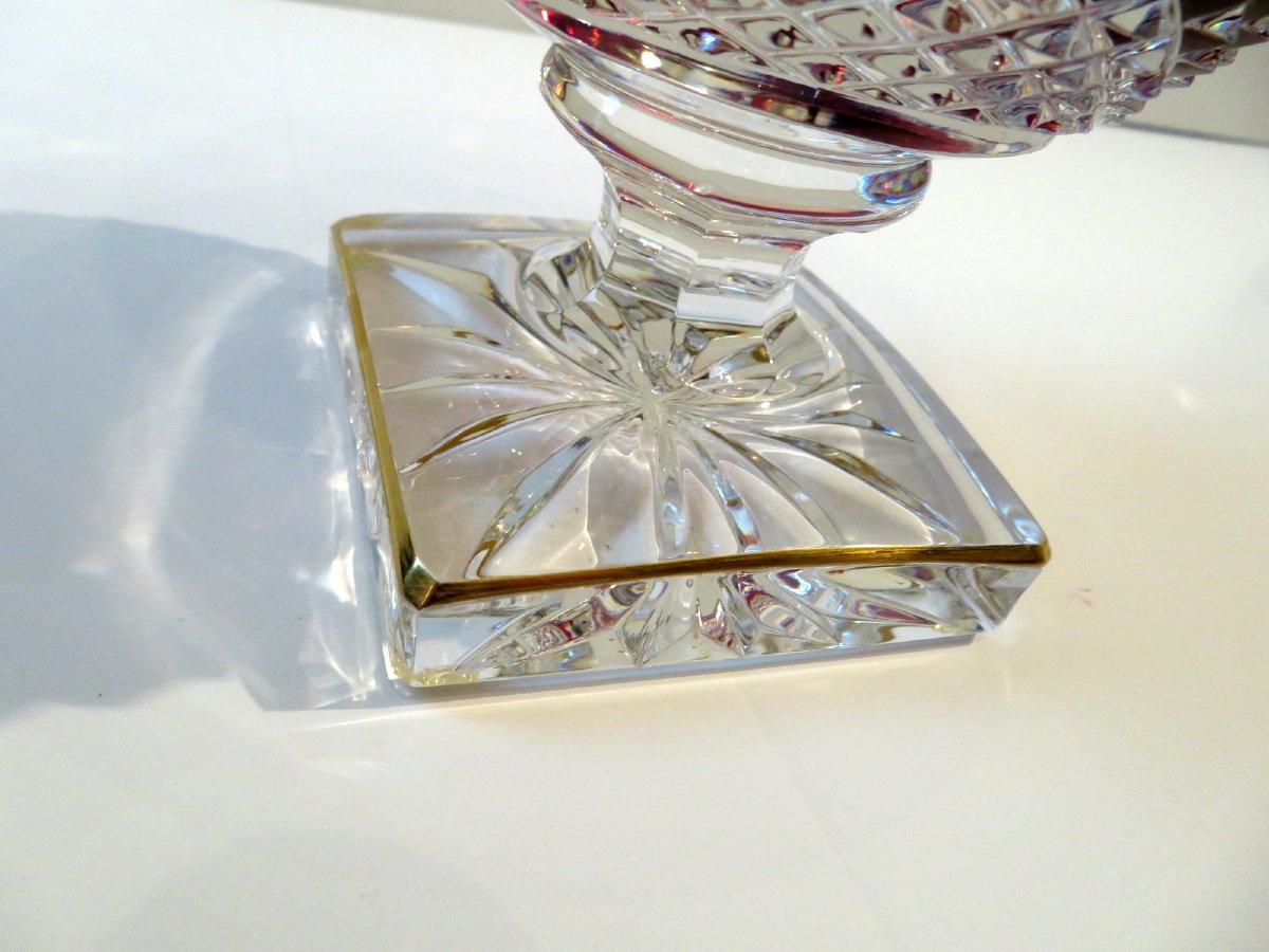 Vase Versaille Rouge St Louis Thistle Or Cristal Avec Boite-photo-7