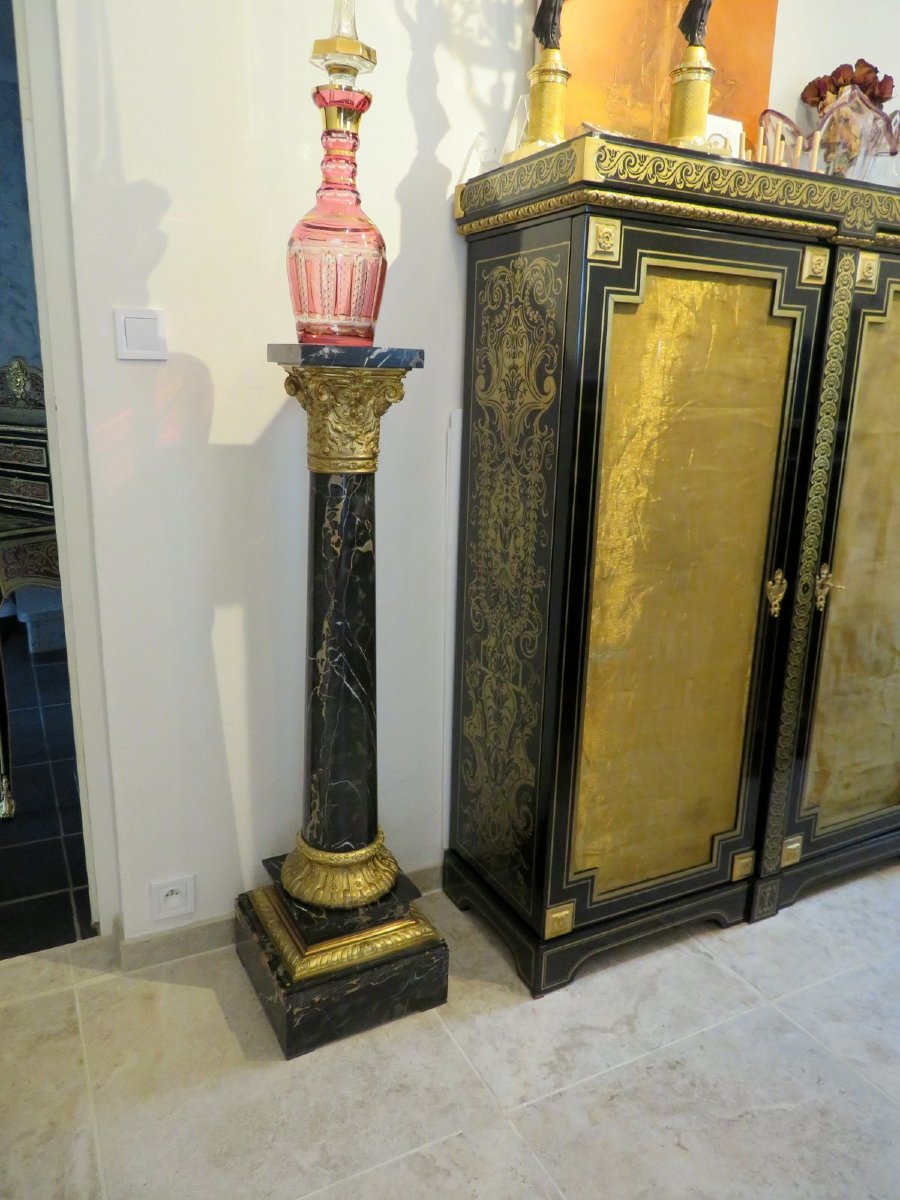Colonne En Bronze Et Marbre époque Napoléon III-photo-2