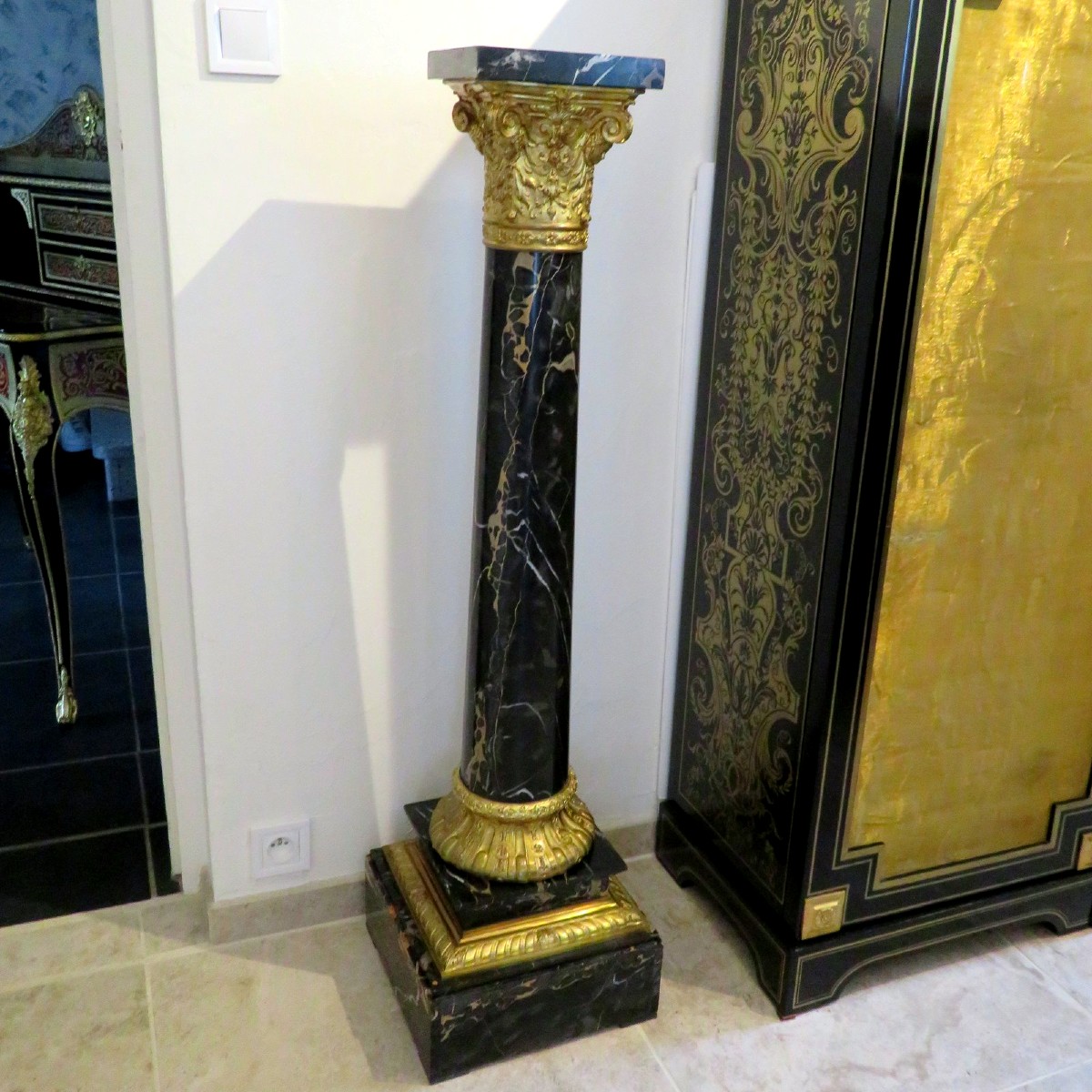 Colonne En Bronze Et Marbre époque Napoléon III