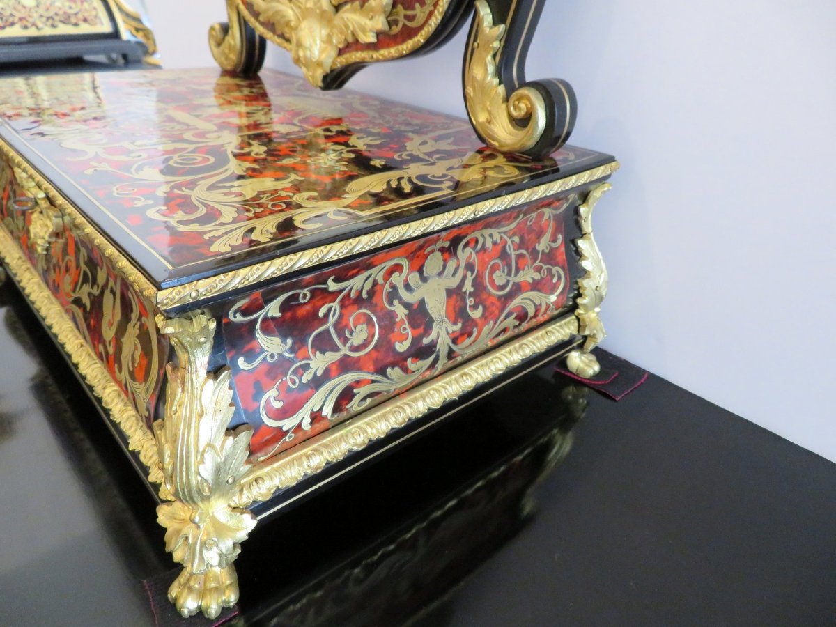 Barbière Avec Miroir En Marqueterie Boulle d'époque Napoléon III-photo-4
