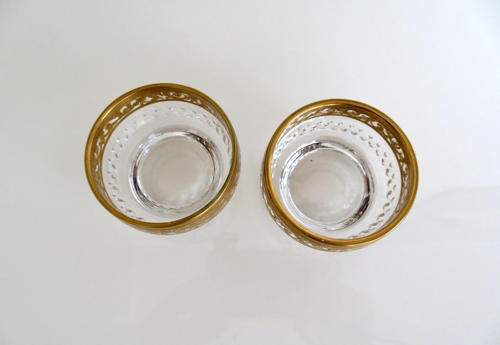 paire Saleron sel et poivre Saint st  Louis Thistle Or Cristal signés parfait état-photo-5