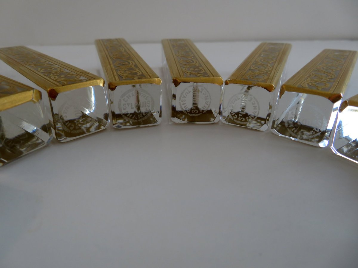 1 Saint St Louis Thistle Gold Crystal Knife Holder Signed In Perfect Condition-photo-4
