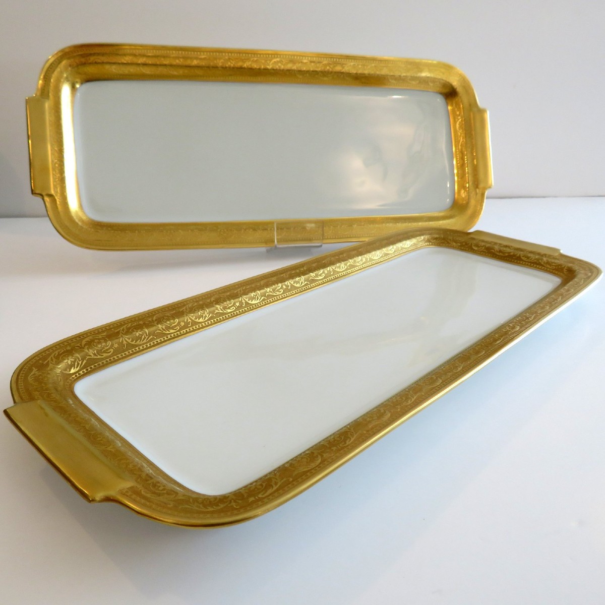 1 Cake Dish Oblong In Limoges Porcelain Thistle Gold Haviland