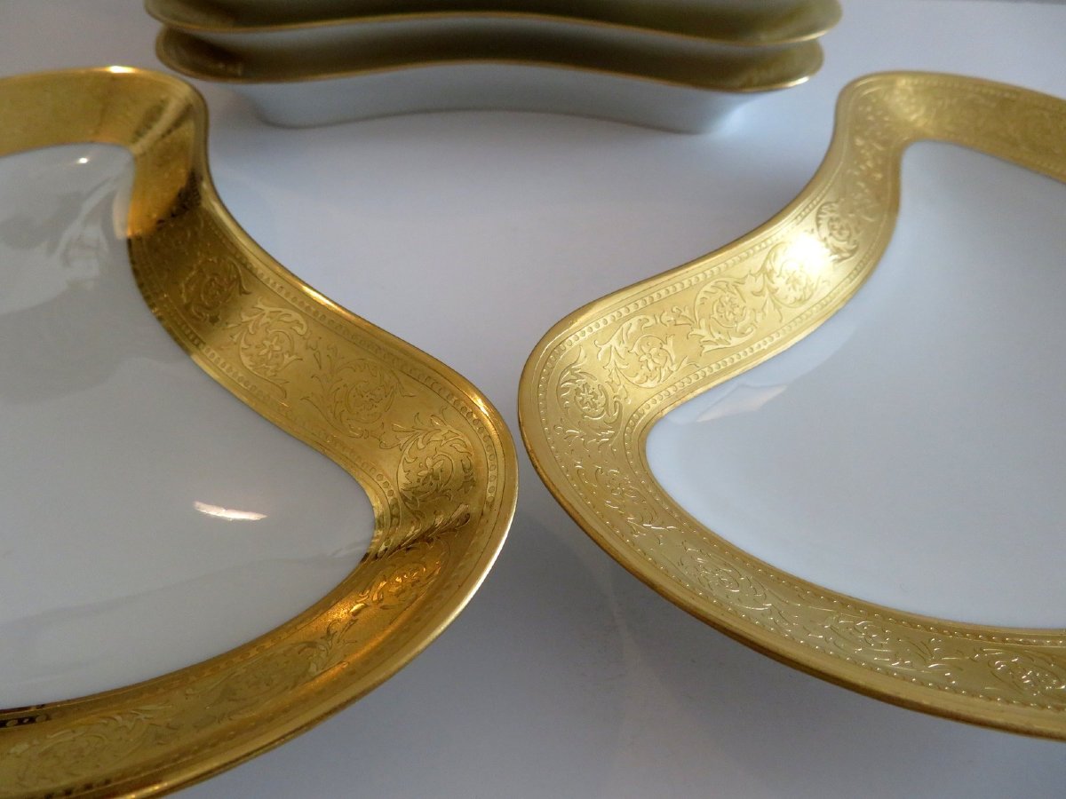 1 Crescent Salad Plate In Porcelaine Of Limoges Thistle Gold Haviland-photo-3