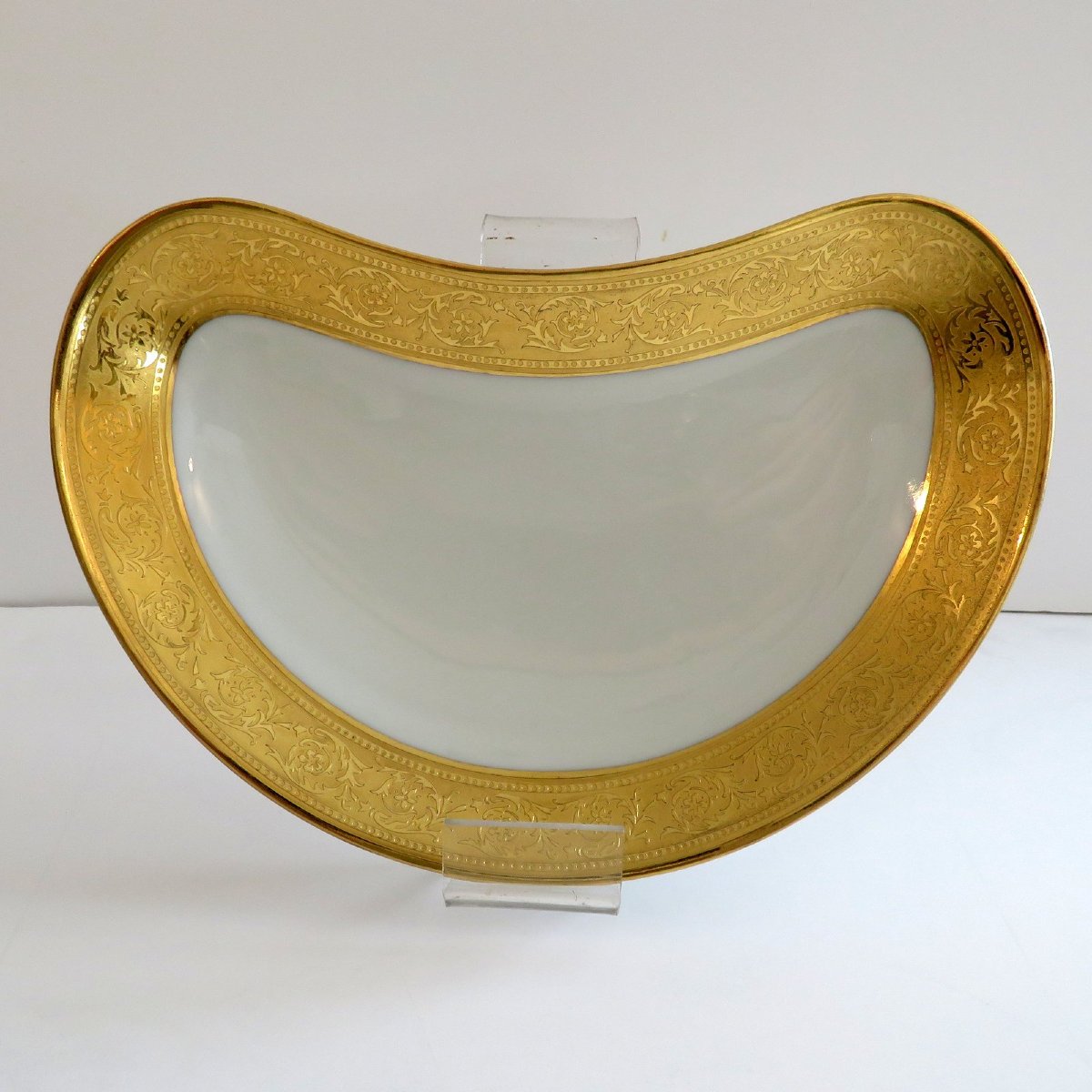 1 Crescent Salad Plate In Porcelaine Of Limoges Thistle Gold Haviland-photo-4