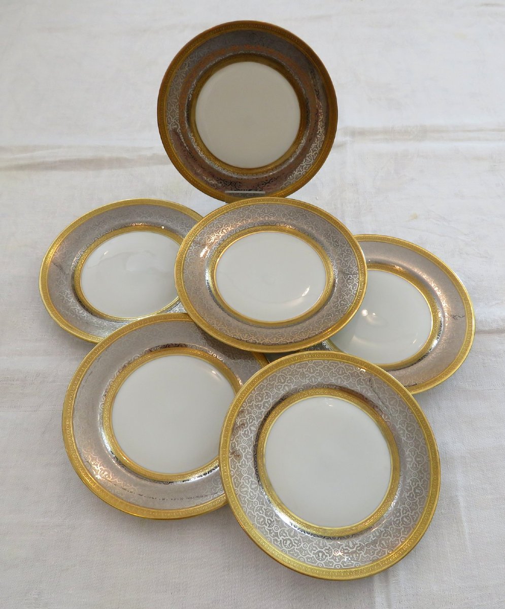 Valparaiso 6 Limoges Porcelain Dessert Plates In Perfect Condition-photo-1