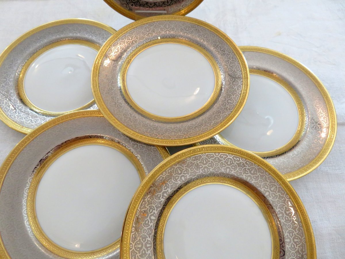 Valparaiso 6 Limoges Porcelain Dessert Plates In Perfect Condition-photo-3