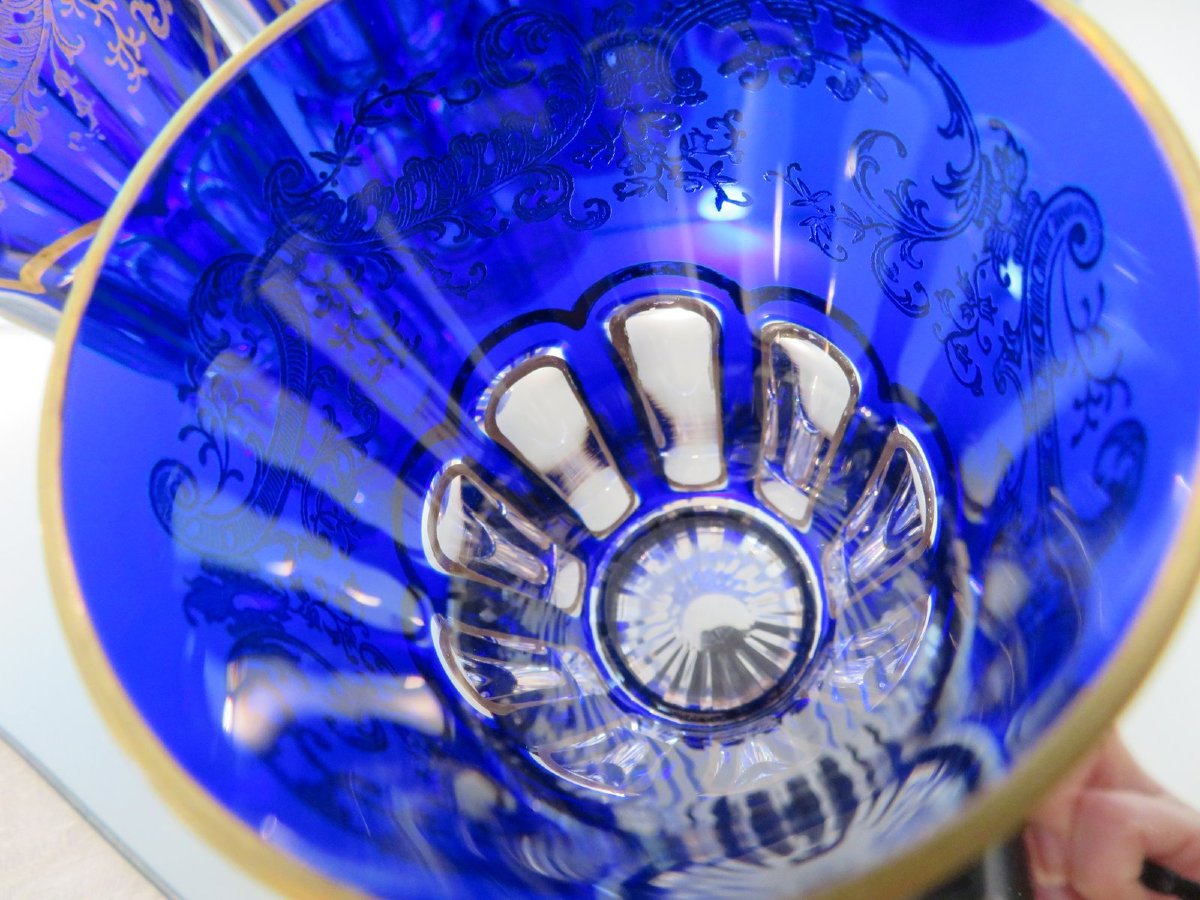 6 Tea Tumblers Colored Rabat In Crystal Of Saint Louis Stamped-photo-4