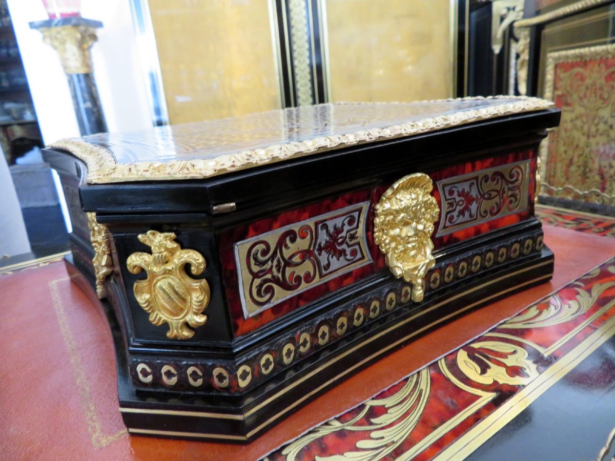 Jewelry Box In Boulle Marquetry On All Sides, Late 18th Century-photo-1