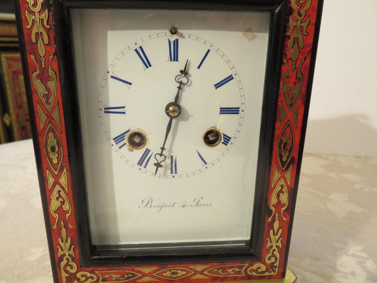 Stamped Bréguet Table Clock In Boulle Marquetry Napoleon III Period 19th-photo-2