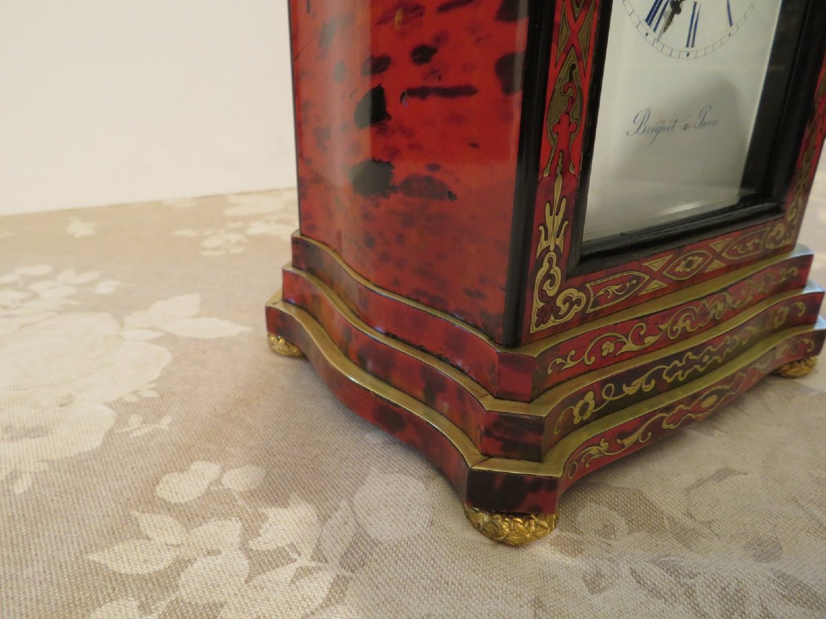 Stamped Bréguet Table Clock In Boulle Marquetry Napoleon III Period 19th-photo-8