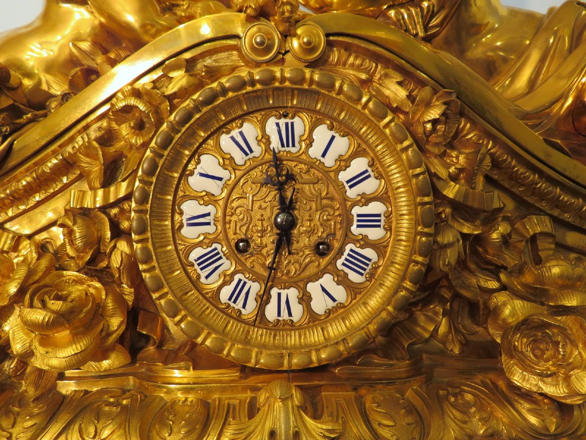 In The Manner Of Beurdeley Imposing Bronze Clock From The Napoleon III Period-photo-3
