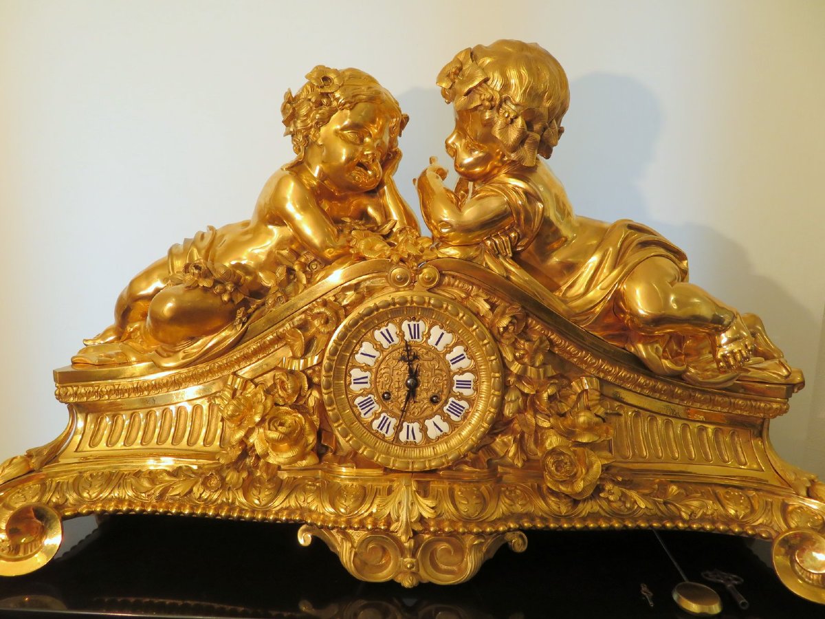 In The Manner Of Beurdeley Imposing Bronze Clock From The Napoleon III Period-photo-4