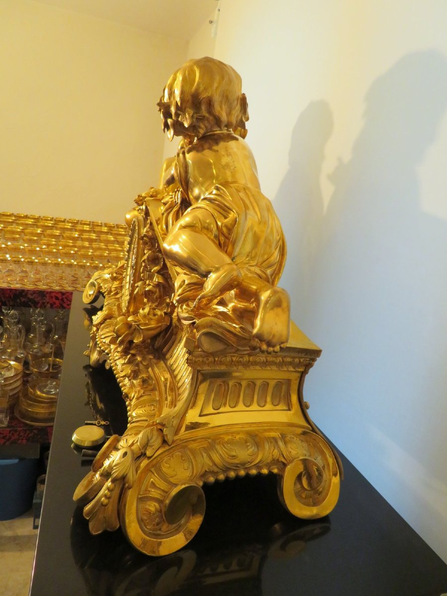 In The Manner Of Beurdeley Imposing Bronze Clock From The Napoleon III Period-photo-1