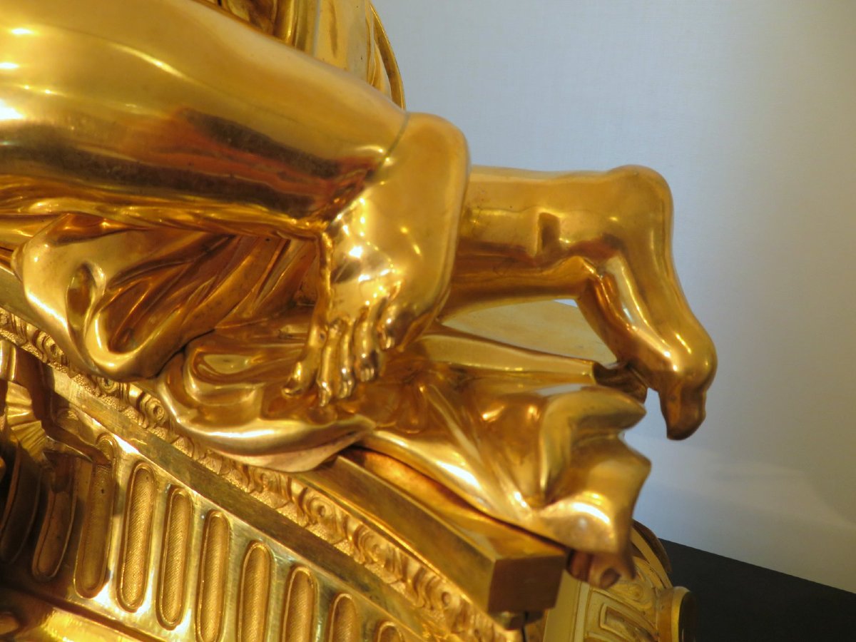 In The Manner Of Beurdeley Imposing Bronze Clock From The Napoleon III Period-photo-2