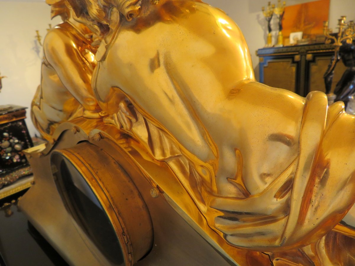 In The Manner Of Beurdeley Imposing Bronze Clock From The Napoleon III Period-photo-4