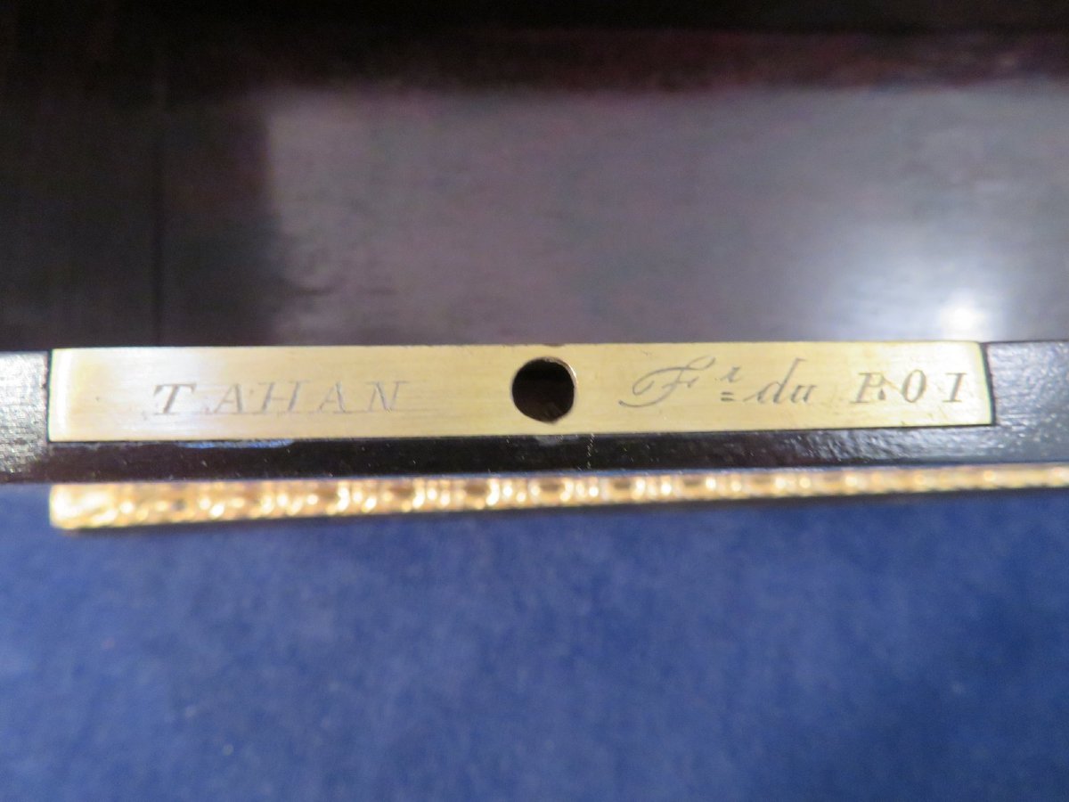 Signed Tahan Box In Turquoise Boulle Marquetry Napoleon III Period Perfect Condition-photo-4